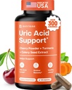 3 in 1 Uric Acid Flush Cleanse – Tart Cherry Extract with Turmeric & Celery Seed Supplement Purge - Feet and Joint Support - 60 Veggie Capsules