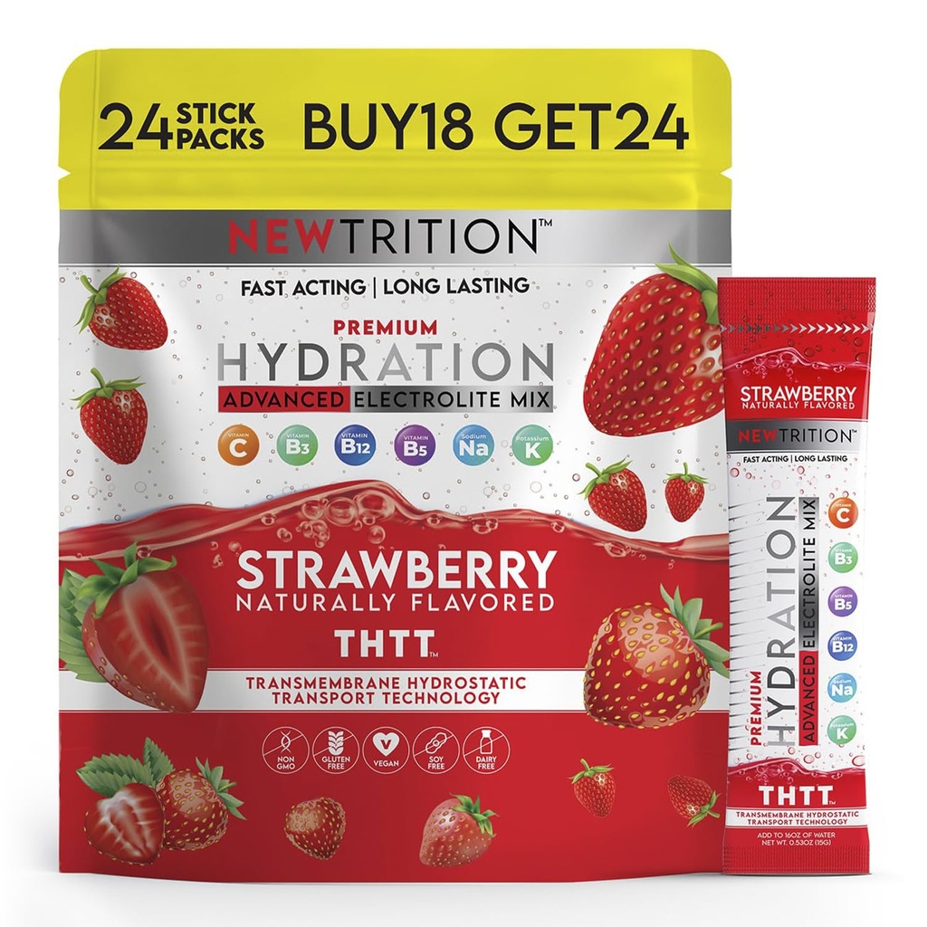 Hydration Powder, Electrolyte Powder Packets, Naturally Flavored Hydrating Packets for Water, Fast Acting Hydrate Electrolytes with Vitamins C & D
