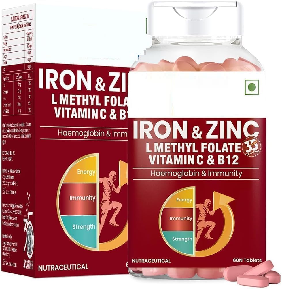Comprimés de fer et de zinc enrichis en vitamine C et B12.