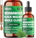 Satoomi 7in1 gouttes liquides de wormwood avec noix noire, vêtements entiers, berbère, chardon de lait, mélône amère et curcuma - 60ml pendant 60 jours