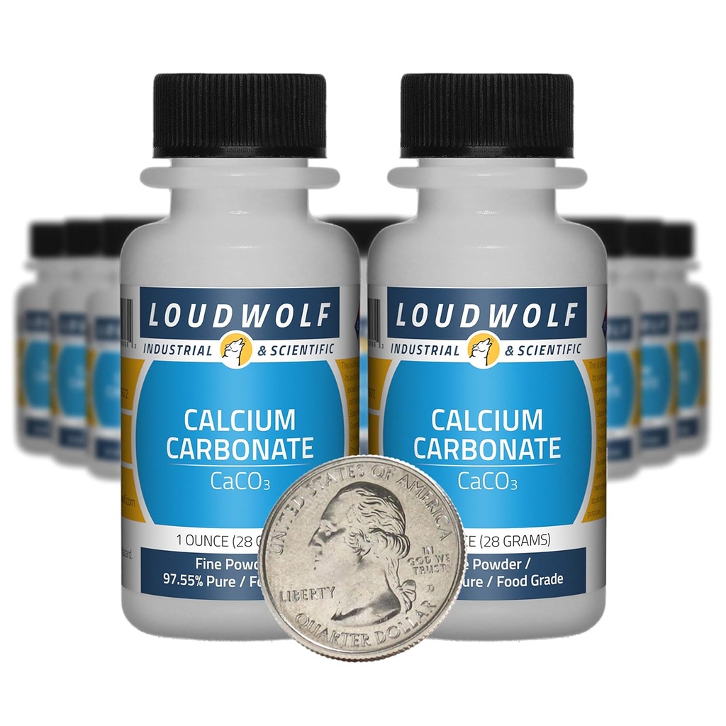 Carbonate de calcium / 1,3 livre / 20 bouteilles / 97,55 % de poudre pour aliments purs