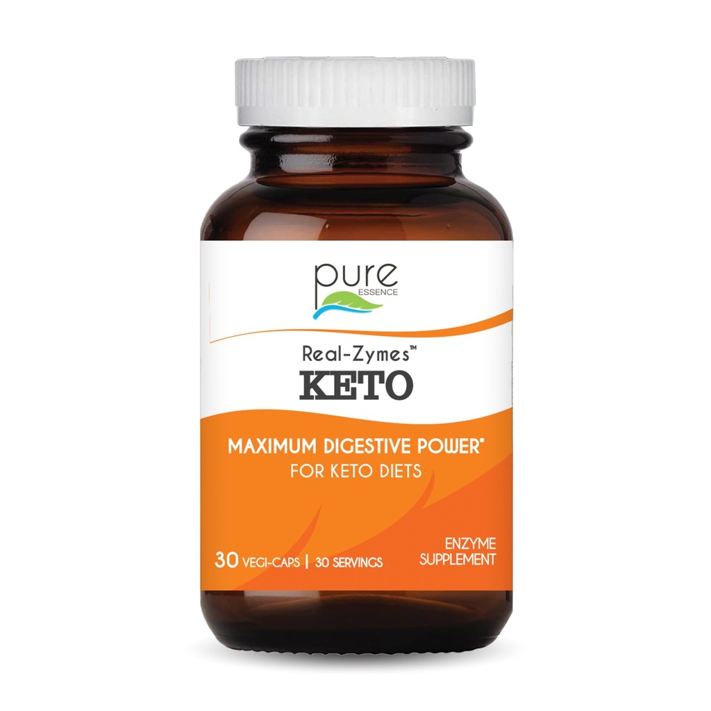 Real-ZymesTM KETO Supplément enzymatiques digestifs avec probiotiques pour une meilleure digestion - Support naturel pour soulager le blottis, le gaz, le bélissement, la diarrhée, la constipation, l'IBS, etc. - 30 capsules