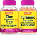 Eh bien oui Zinc + Curcumine curcuma, Gummies Bundle - Grande dégustation, supplément de vitamine, sans gluten, sans OGM, gummy à croquer