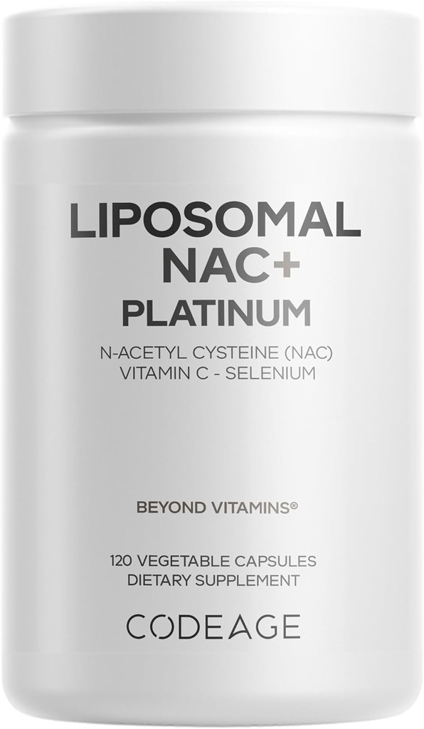 Codeage Liposomal NAC+ Platinum - N-Acetyl L-Cysteine, Vitamin C, Alpha Lipoic Acid, Selenium - 2-Month Supply - Helix Liposomal Delivery - Phospholipid - Non-GMO NAC Dietary Supplement - 120 Capsules