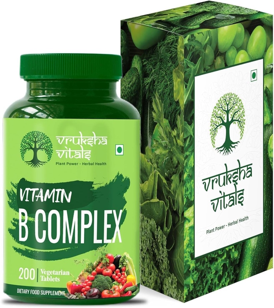 Complexe de vitamine B 100 % RDA - 200 comprimés/capsules - Supplément de vitamine B (B1, B2, B3, B5, B6, B7, B9, B12), vert