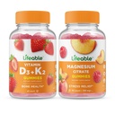 Vitamine vivante D3 + Vitamine K2 + Magnésium 85mg, Gummies Bundle - Grande dégustation, supplément de vitamine, sans gluten, sans OGM, gummy à croquer