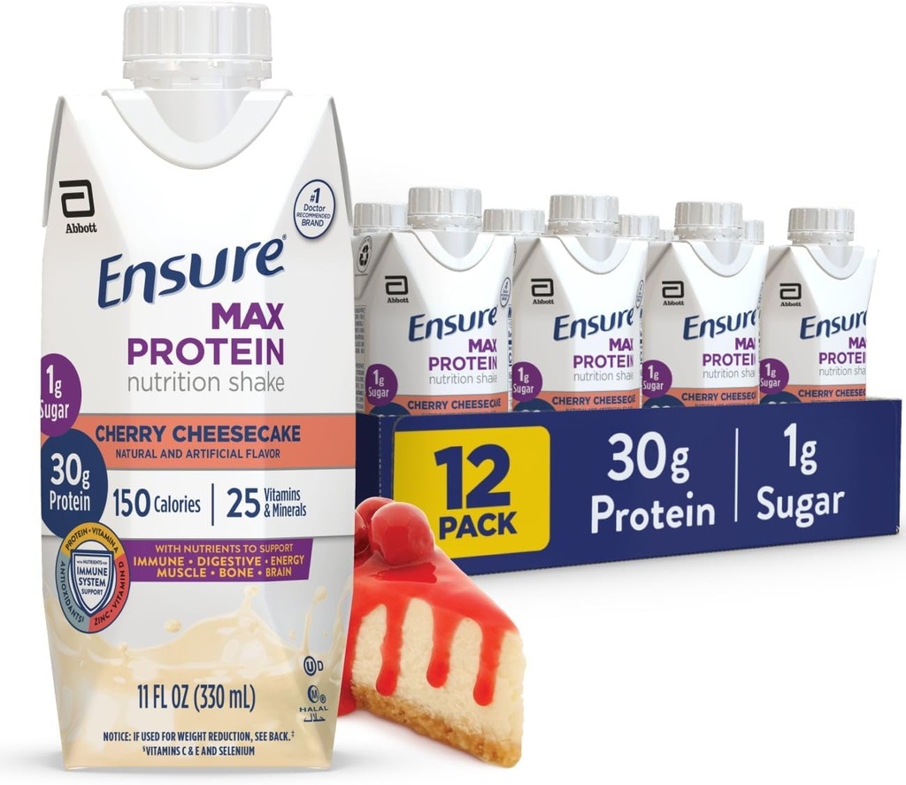 Veillez à ce que Max Protein Shake-Cake Cerise prêt à boire 30g Protéines pour la santé musculaire 1g Sucre, 4g Fibre