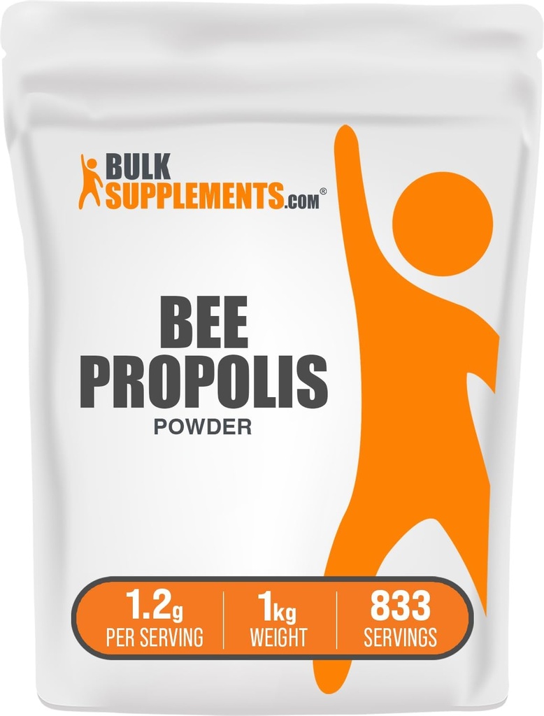 BulkSupplements.com Poudre de propolis d'abeilles - Supplément de propolis d'abeilles, Supplément super-alimentaire - Naturel et sans gluten, 1,2g par portion, 1kg (paquet de 5) (11 lbs)