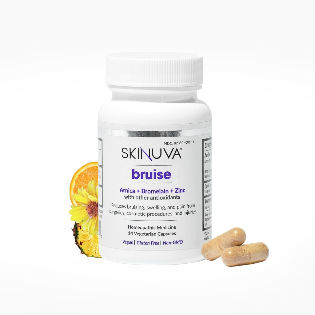 Skinuva® Bruise - Supplément pour Bruising et Gonflement - Un remède homéopathique pour Bruis Formulé avec Arnica, Bromelain et Zinc - 14 Capsules (7 jours de traitement)