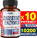agobi 10200 Mg Enzymes digestifs avec prébiotique pour la digestion, l'immuno-support corporel - 16in1 avec pomme Pectine, racine de gingembre, système prébiotique et plus - 120 capsules pendant 2 mois