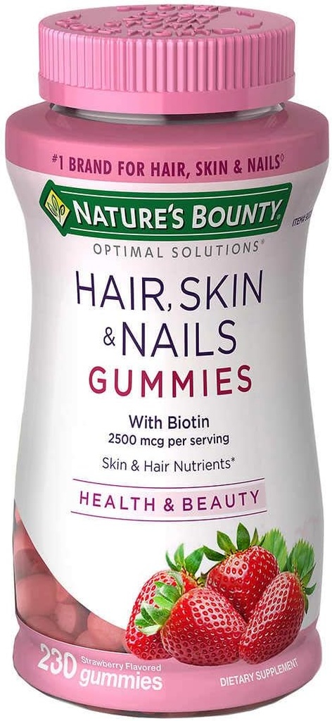 Nature's Bounty Optimal Solutions Cheveux, peau, ongles Gummies (230 comte)