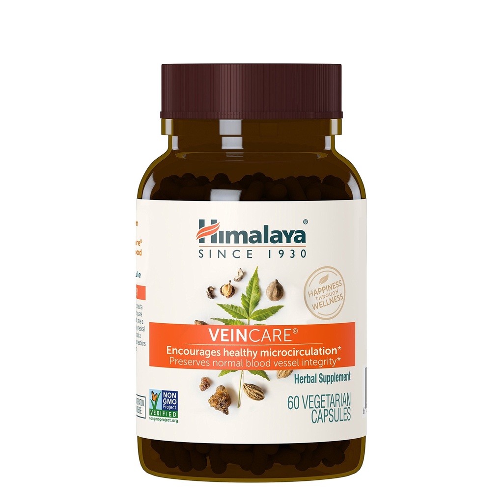 Himalaya VeinCare - Suppléments de soutien à la veine à base de plantes pour la circulation et le confort rectal - Vegan, non-OGM, sans gluten, 300 mg, 60 capsules