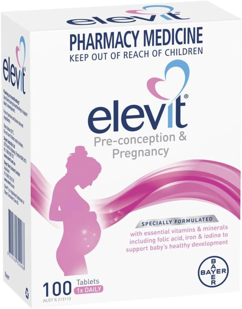 Elevit Pregnancy Multivitamin with Iodine 100 Tablets (100 Days)-Made in Germany-Imported from New Zealand