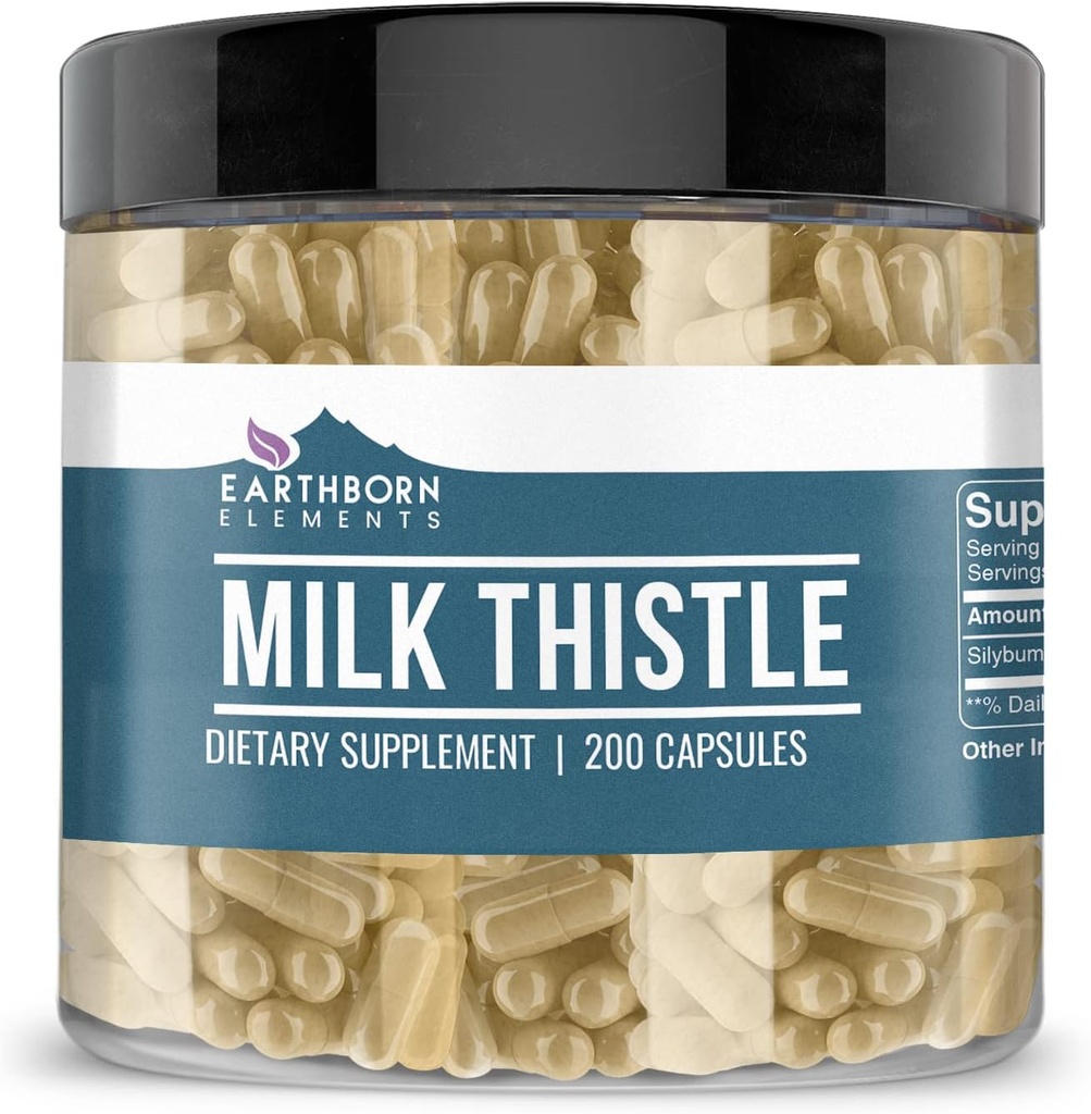 Éléments terriens Thistle de lait 200 Capsules, pures et non diluées, sans additifs