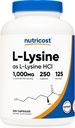 Nutricost L-Lysine 1000mg, 250 Capsules - 500mg par gélule, sans gluten, sans OGM