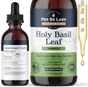 Organic Holy Basil Leaf gouttes liquides 2 mois d'approvisionnement - Immune Support, Cerveau & Focus Booster, Adaptogen