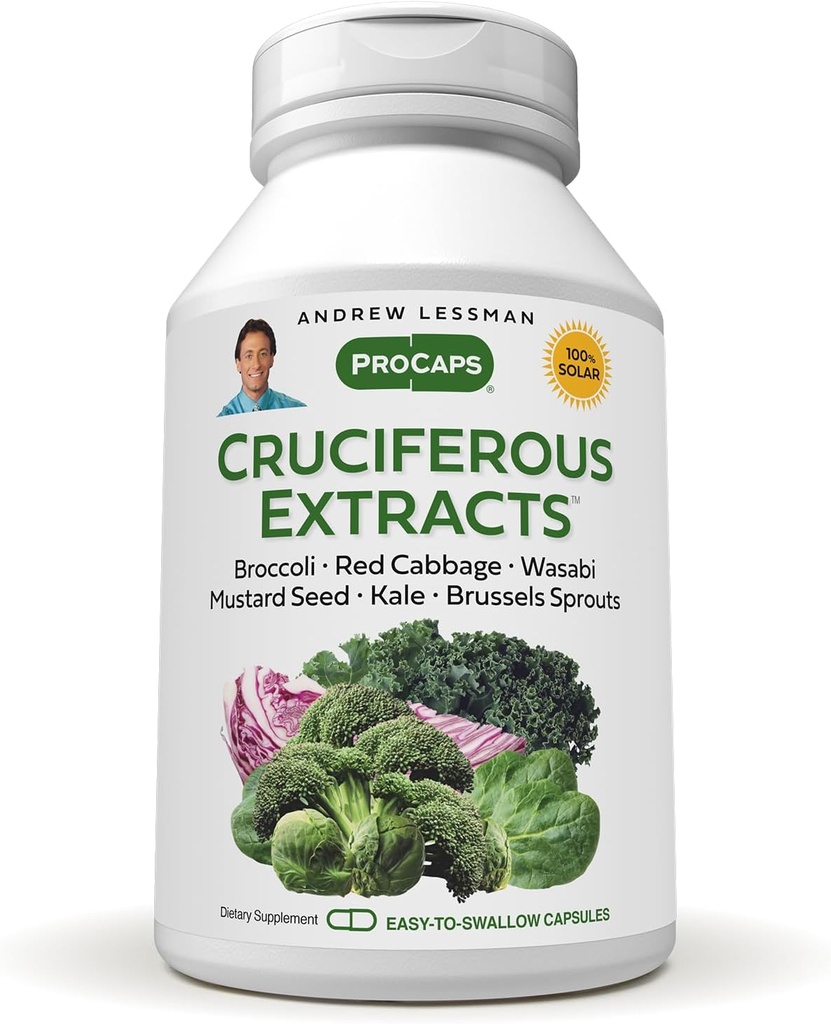 ANDREW LESSMAN Cruciferous Extracts 30 Capsules - High Levels of Glucosinolates and Sulforaphane from Broccoli, Red Cabbage, Mustard Seed, Wasabi, Brussels Sprouts and Kale Extracts, No Additives