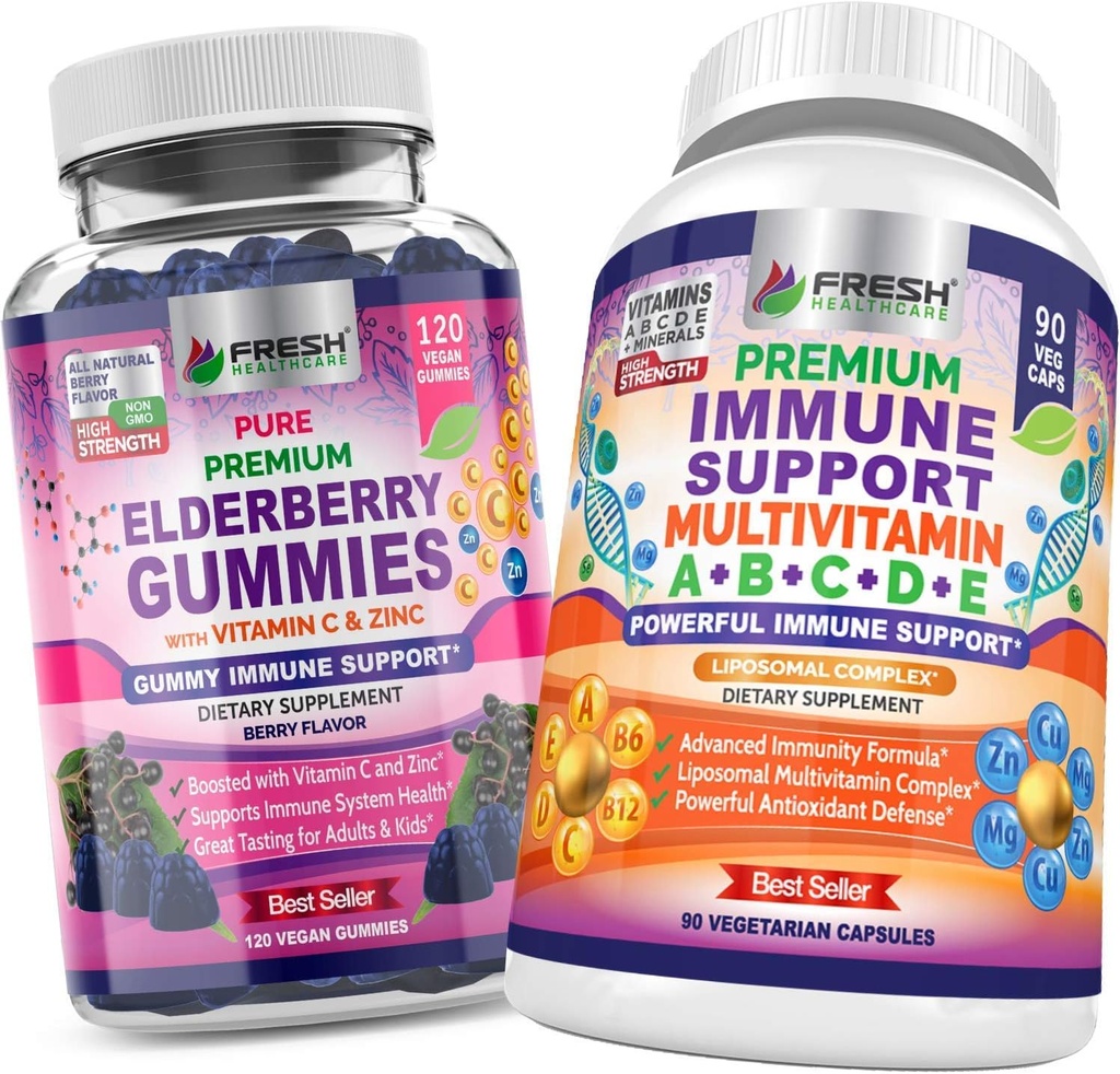 Gummées et multivitamines d'Immune de baies d'ail et d'eau douce - Bundle
