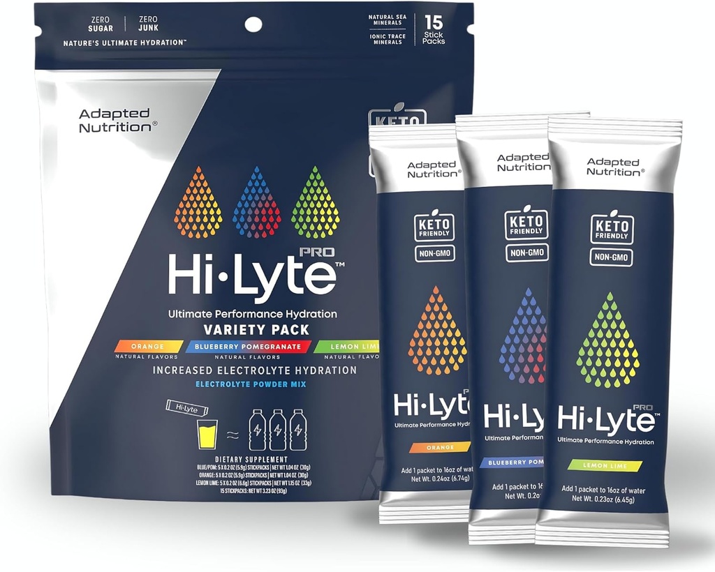 Alimentation adaptée Packs d'hydratation Hi-Lyte Pro - 15 paquets de boissons individuels Pack de variétés