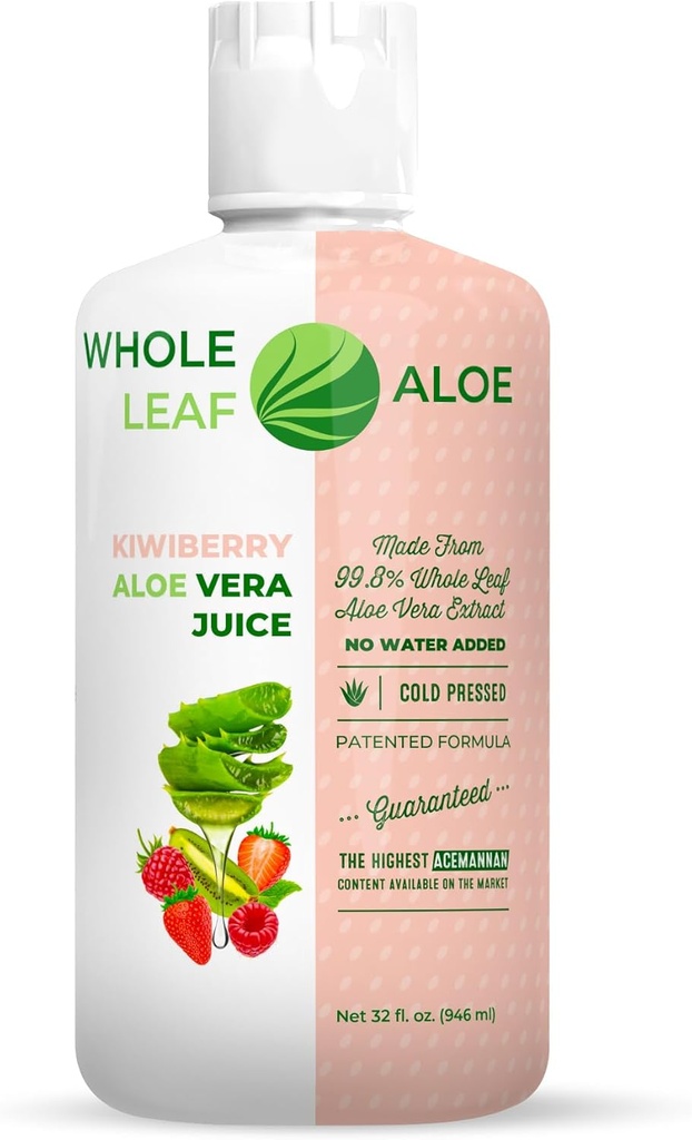 Débloquer la puissance de la feuille entière Aloe Vera - infusé avec le goût délicieux de Kiwi Berry. Notre formule brevetée Boasts La plus haute concentration d'Acemannan disponible, garanti. Pas d'eau ajoutée.