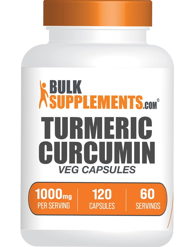 BulkSupplements.com Capsules d'extraits de curcuma - Supplément de curcuma, supplément de curcuma, 1000mg - Sans gluten,120 Capsules de légumes (paquet de 1)