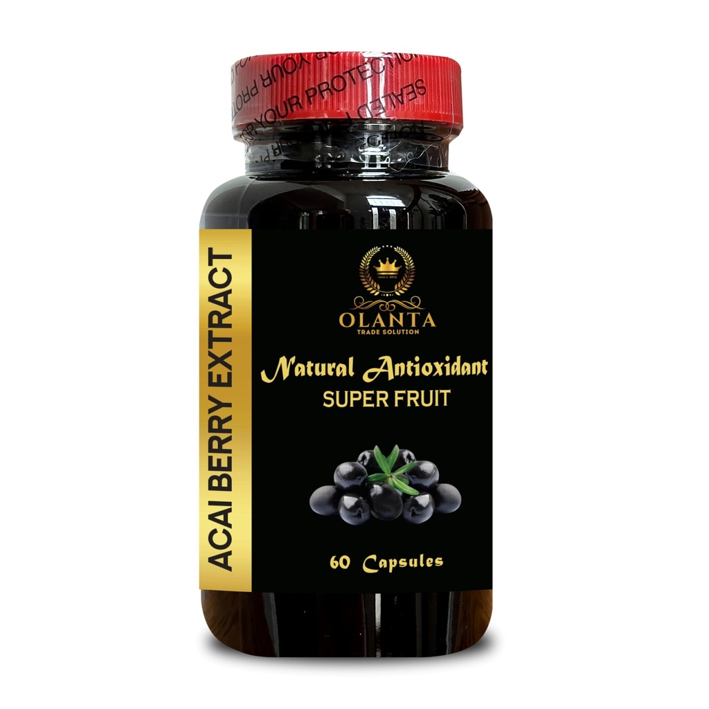Extrait de baies d'ACAI - Supplément antioxydants, poudre d'açai, extrait de baies d'acai 4:1, mélange d'açai tout naturel et non-OGM - 1 flacon 60 capsules