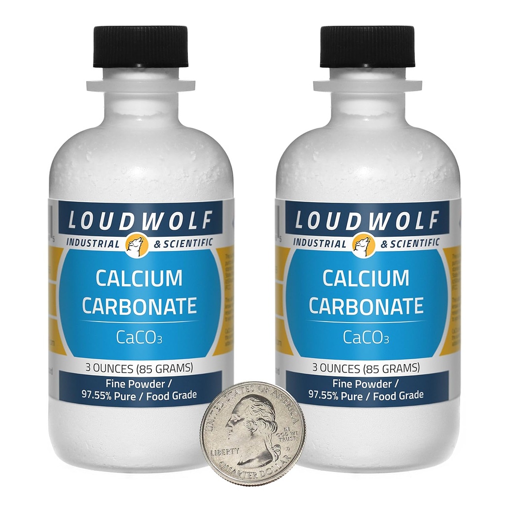 Calcium Carbonate / 6 Ounces / 2 Bottles / 97+% Pure Food Grade/Fine Powder/USA