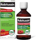 Robitussine Adulte Force maximale Toux + congestion thoracique DM Max (8 fl. oz. bouteille), Toux Suppresseur et expectorant, Arôme framboise