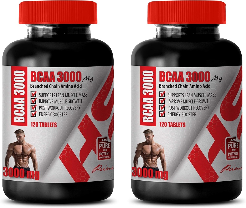 Pinces de construction musculaire pour les hommes - Acide amino à chaîne BRANCÉ - BCAA 3000MG - bcaa Train and Recover - 2 bouteilles 240 comprimés