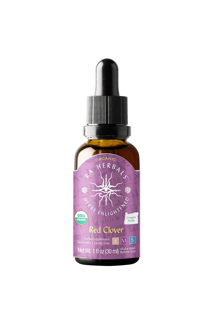 Extrait liquide de trèfle rouge biologique de Ra Herbals - Soutien à la ménopause - 1 fl oz