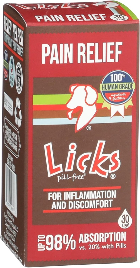 Licks Pill Free Dog Pain Relief - Supplément d'inflammation - Supplément de soulagement de la douleur pour chiens - Produits de santé pour chiens - Gel Packets - 30 Utilisation