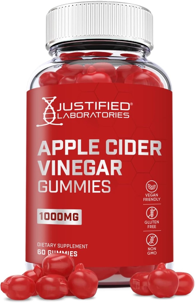 Laboratoires justifiés Gommes de vinaigre de cidre de pomme 1000MG de vinaigre de cidre de pomme fabriqué à partir de la mère avec racine de betterave à jus de grenade B12 60 Gummys