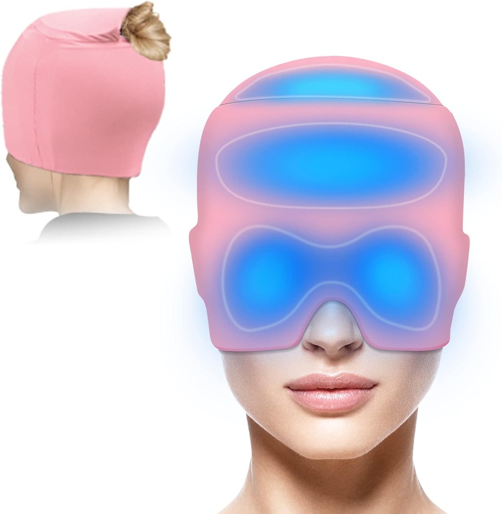 Cap de soulagement de la migraine avec gel Top Cover, Chapeau de soulagement des maux de tête pour la migraine Sinus tension douleur soulagement de la douleur, migraine Ice Head Wrap gel Packs de gel de traitement à froid chaud Cap de soulagement des maux de tête
