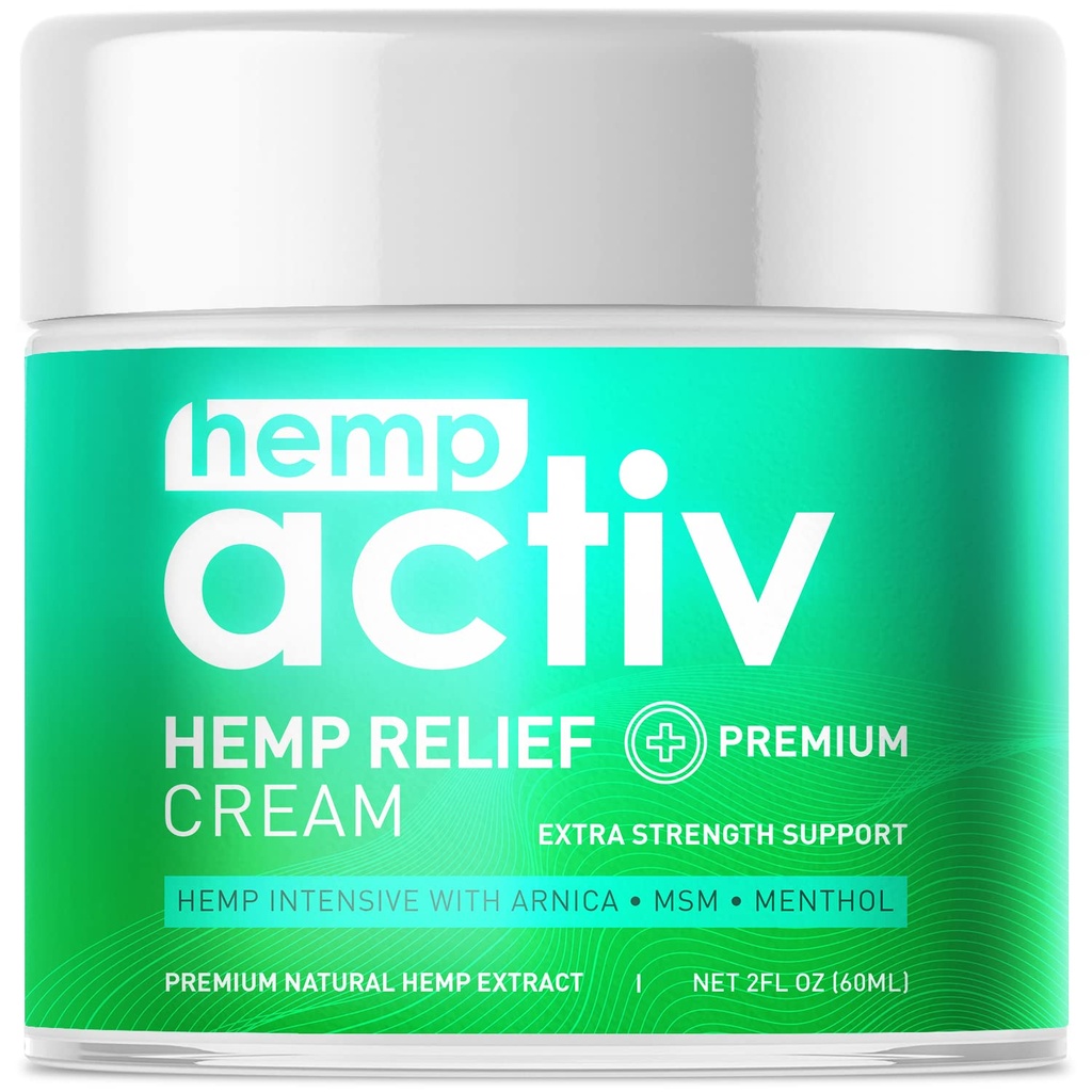 Crème de chanvre avec Menthol, MSM & Arnica – Crème hydratante légère, à absorption rapide – Formule rafraîchissante et non grasse pour la peau nourifiée – 2 Fl Oz