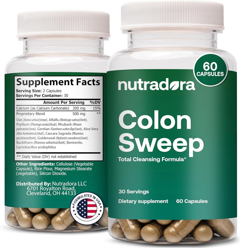 Gentle Colon Cleanser & Detox Supplement - Full Body Colon Cleanse Detox for Women & Men Supports Steady Progress in Detoxification & Digestive Regularity, 2-4 Capsules a Day (Pack of 1)