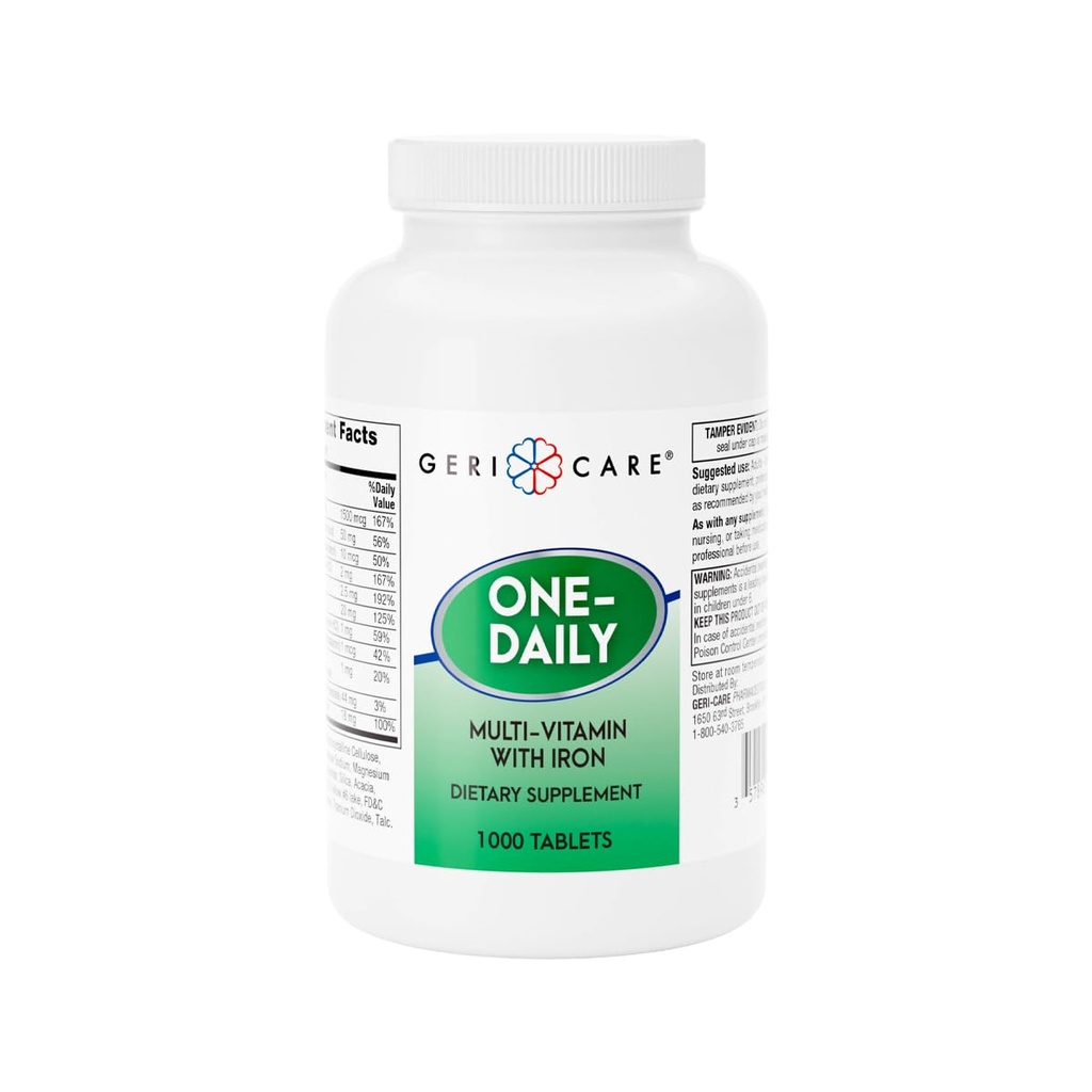 GeriCare Multivitamine unique quotidienne avec comprimés de fer, 1000 Compte (paquet de 1)