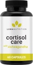 Luma Nutrition Réducteur et gestionnaire de cortisol - Ashwagandha + L-Theanine - Suppléments de cortisol pour les femmes et les hommes - Soulagement du stress, sommeil reposant, désintoxication, bas et contrôle - 60 capsules