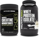 NutraBio Créatine monohydratée, non aromatisée, Isolée de 300g et de Whey Protein, non aromatisée, supplément - Énergie musculaire, croissance musculaire maigre, récupération et force