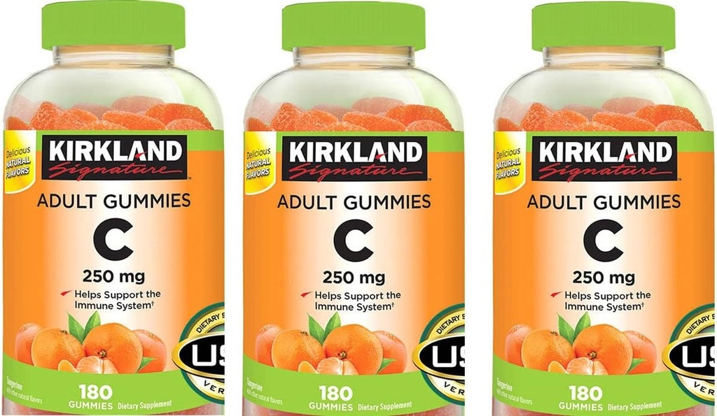 Kirkland Signature Vitamine C Gummies adultes 250 mg, 180 Nombre (paquet de 3)