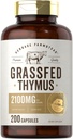 Carlyle Grass Fed Beef Thymus Bovine Supplément de 2100mg de 200 Capsules de Pâture élevée, non-OGM, sans gluten par Herbage Farmstead