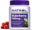 Natrol Elderberry 100mg Gummies pour le soutien de la santé immunitaire, 60 Gummies aromatisées aux baies, 30 jours d'approvisionnement