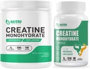 Poudre monohydratée de créatine 500 Grams & Capsules de créatine, Suppléments de créatine micronisés purs pour la construction de muscles, pré et post entraînement Poudre de créatine, non-OGM, non aromatisé