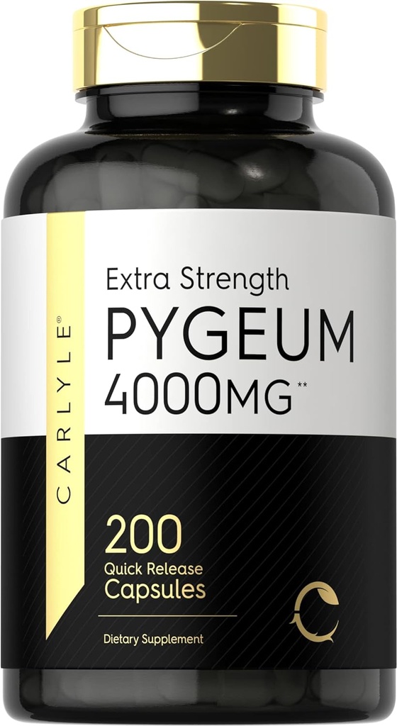 Carlyle Pygeum Africanum Barre 200 Capsules Extrait de haute puissance (non-OGM, supplément sans gluten)