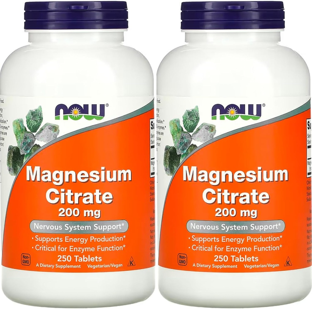 NOW Foods - Magnesium Citrate 200 mg 250 tabs (Pack of 2)