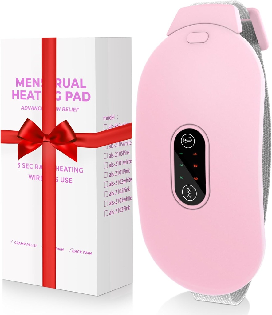 Plaquettes chauffantes, Glyduny Period Massager Cramp Plaquette chauffante sans fil portable avec 6 niveaux de chaleur et 6 modes de massage pour le dos de soulagement de la douleur