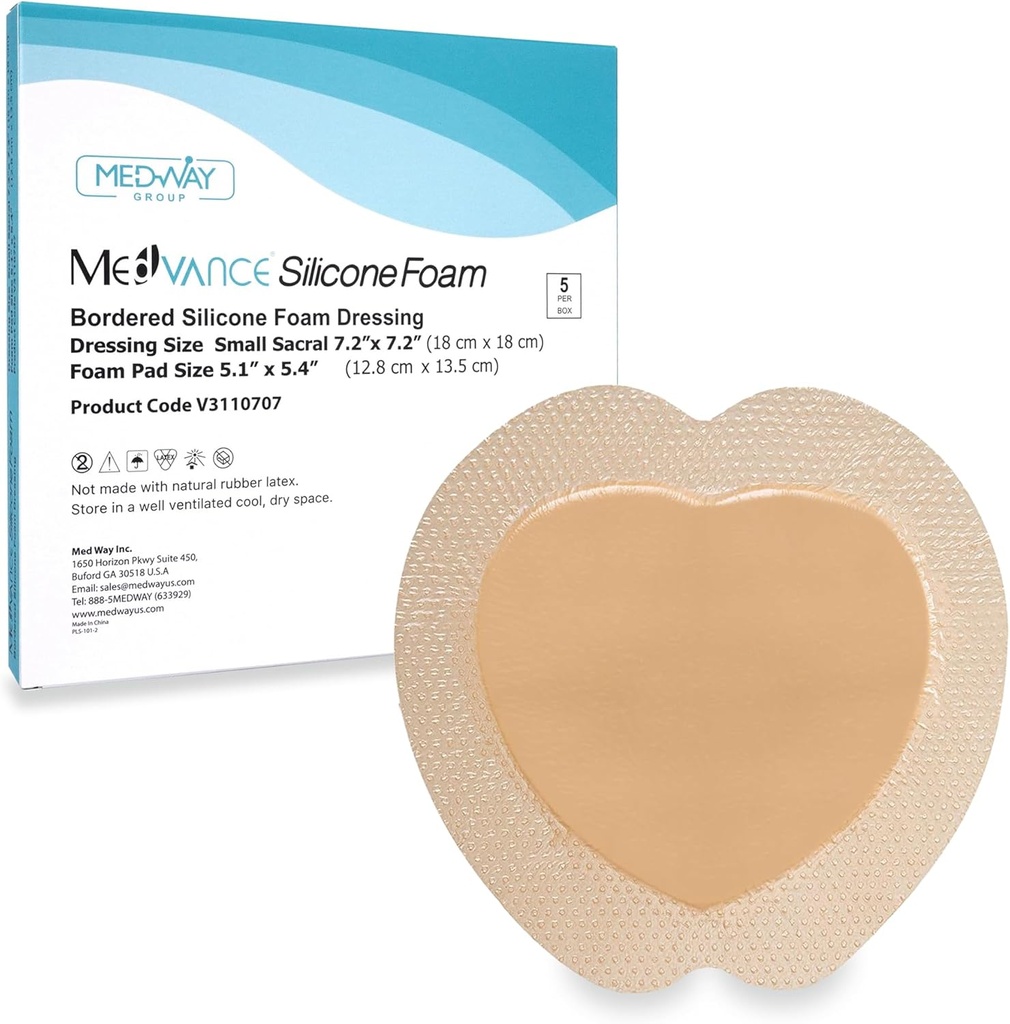 MedVance TM Silicone - Visière Silicone Adhésive Mousse Robe Sacrale Taille 7"x 7" Boîte de 5 pansements