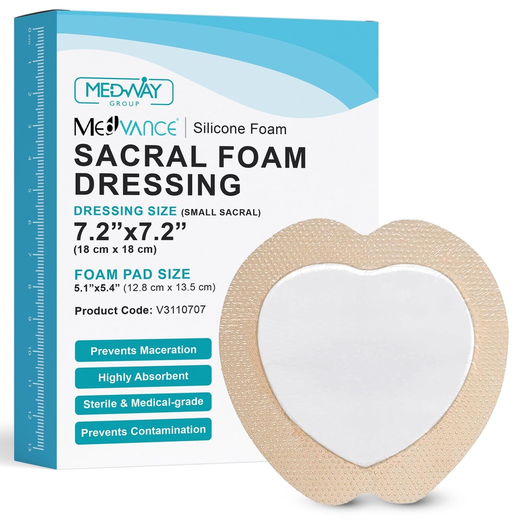 MedVance TM Silicone - Visière Silicone Adhésive Mousse Robe Sacrale Taille 7"x 7" Boîte de 5 pansements