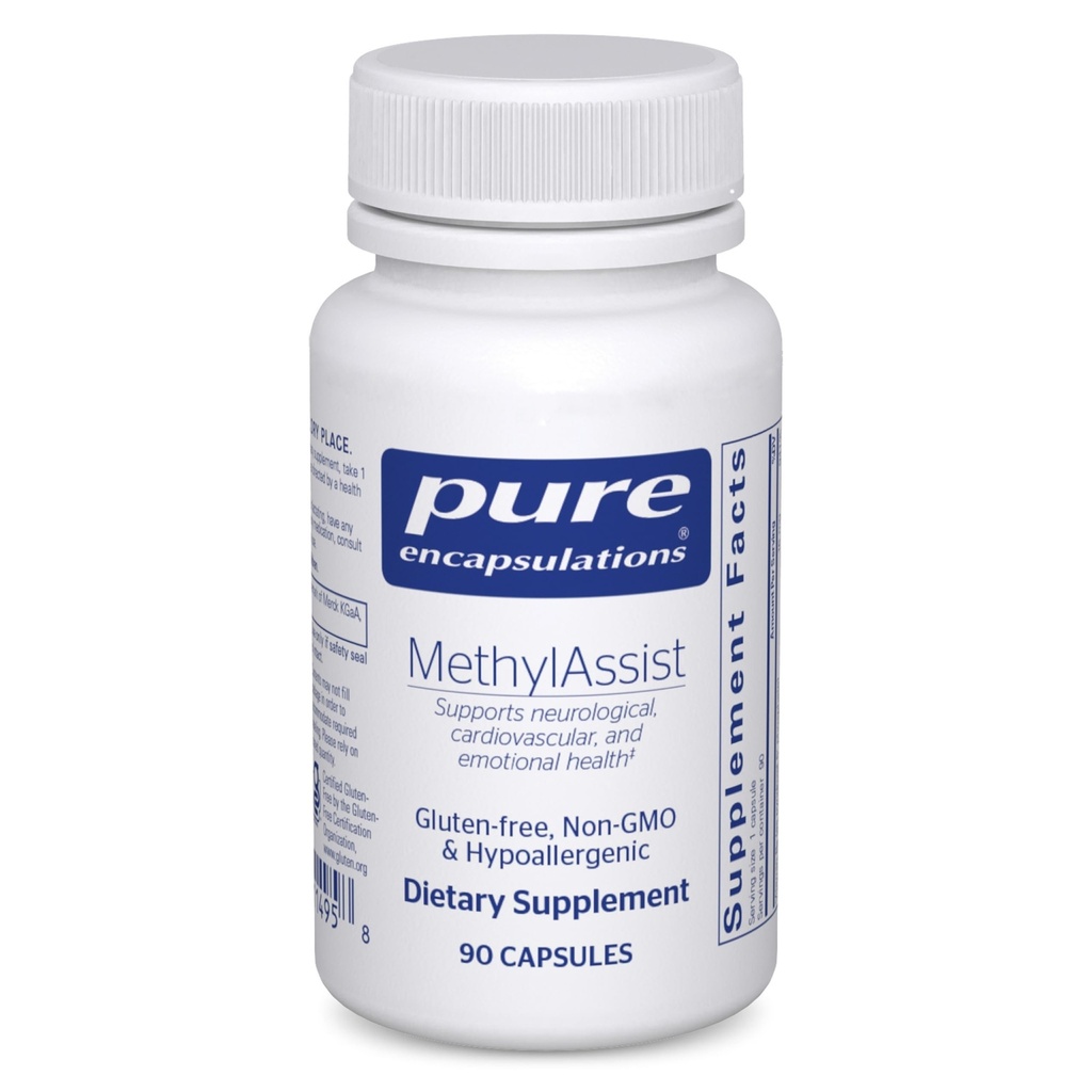 Encapsulations pures MéthylAssist 90's - Complexe vitamine B - Soutien à la méthylation* - Santé du coeur et du cerveau - Sans OGM et sans gluten - 90 capsules