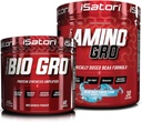 Amplificateur de synthèse de protéines bio-GRO d'iSatori - Unlavored (60 portions) & iSatori Amino-GRO BCAA Poudre - Blue Razz Snow Cone (30 portions)