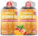 Vitamine B2 Gummées: 400 mg de Riboflavine pour les adultes et les enfants avec Magnésium et CoQ10 pour l'énergie et le soulagement de la migraine.